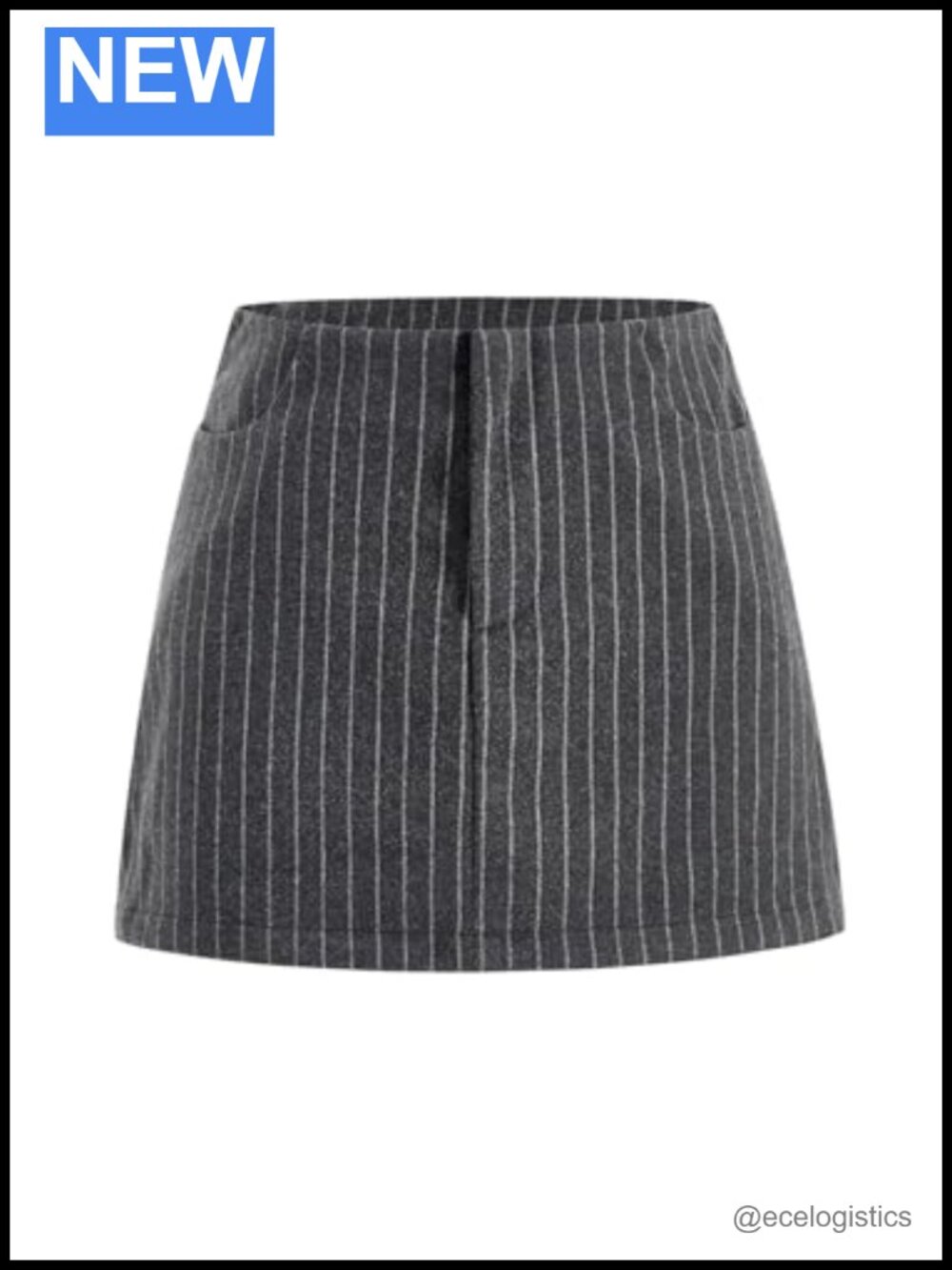 Winkbay Striped Mini Pencil Skirt Drop Waist Pockets Work Office